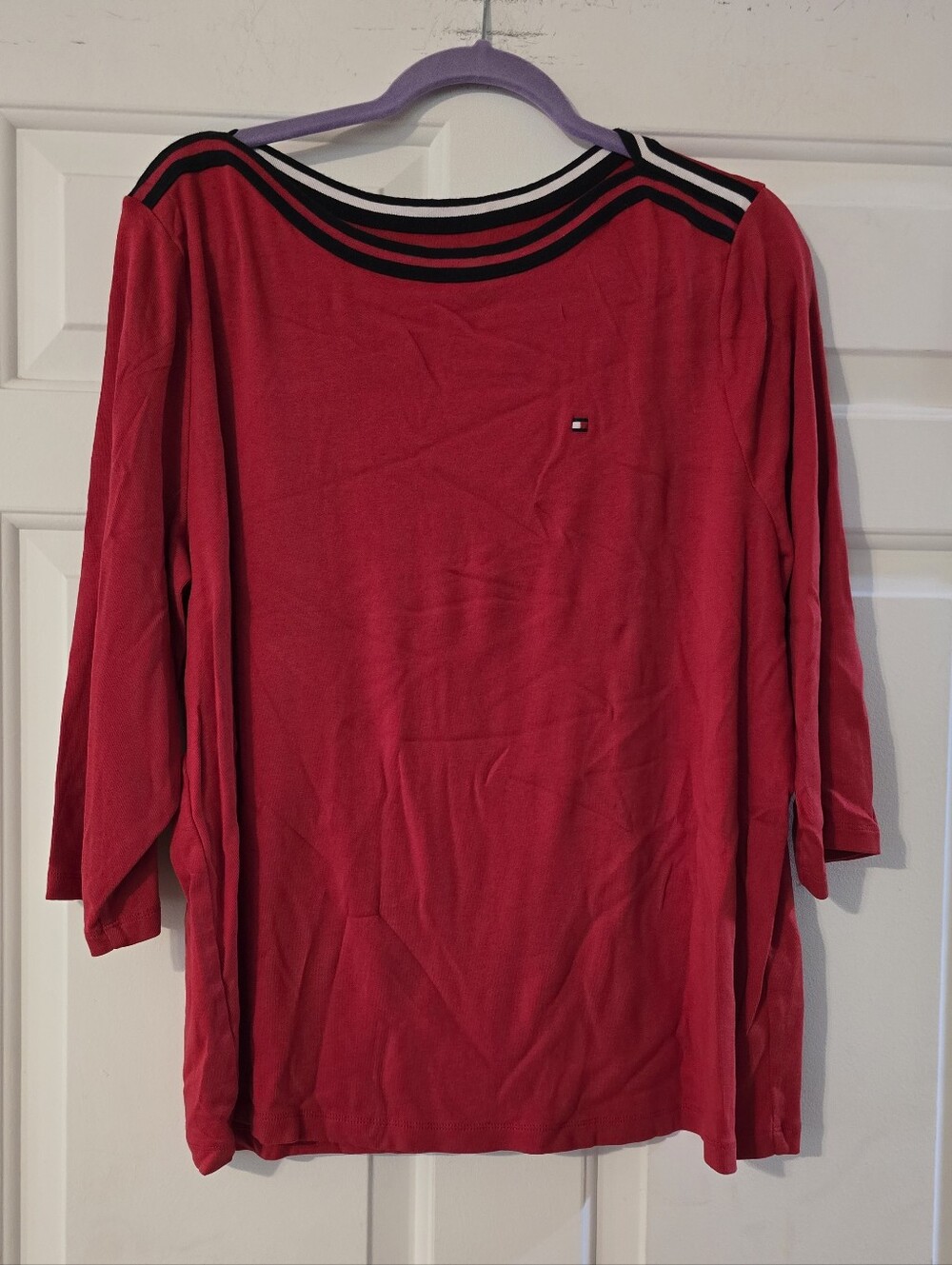 Tommy Hilfiger Red Boatneck Knit Top
